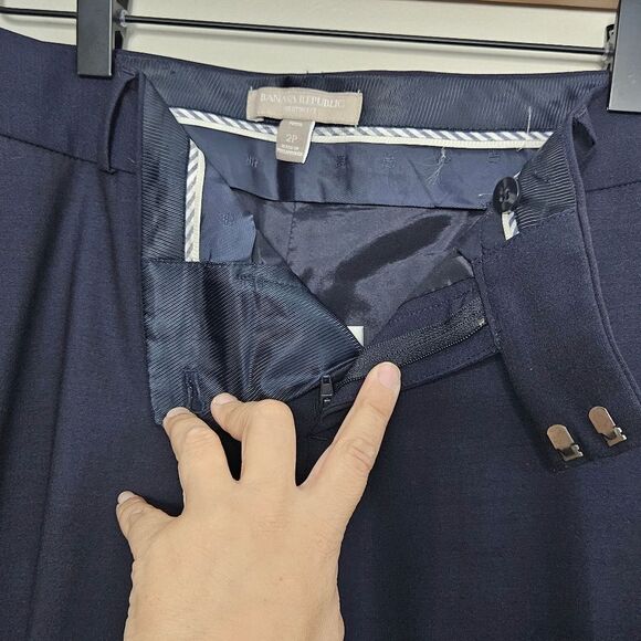 Banana Republic Navy Wool Martin Fit Career Pant Office Work Slim 2P - Picture 5 of 11